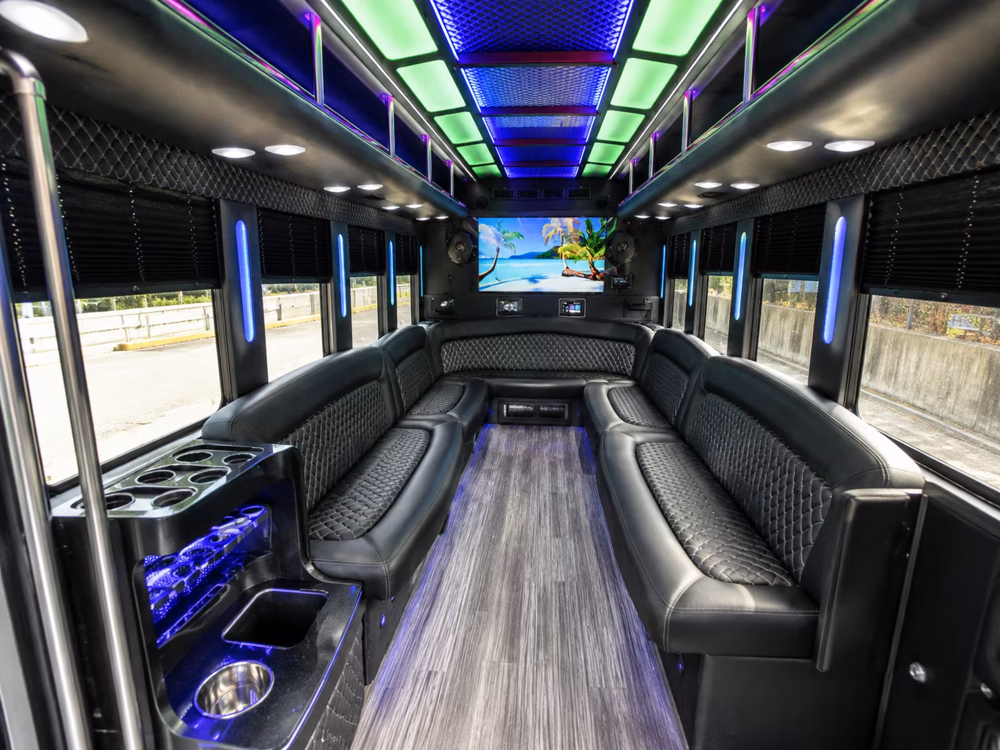 winston salem 18 passenger party bus inside